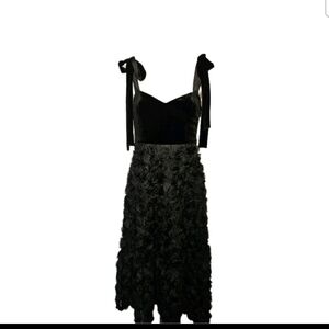 Lulus Women's Sweetheart Neck Velvet Ribbon Tie  Rose Overlay Formal Dress XS